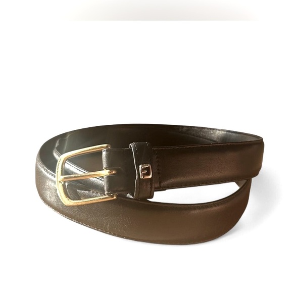 Black Genuine Leather Belt Solid Brass Buckle Size 38 Vintage - Picture 7 of 7